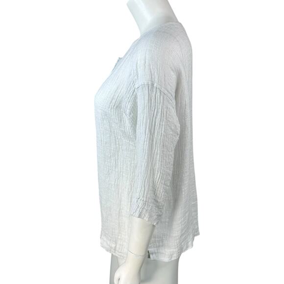 Pure Jill Linen Button Top Womens Size XS Gauze Crinkle Oversized White Summer - Picture 5 of 10